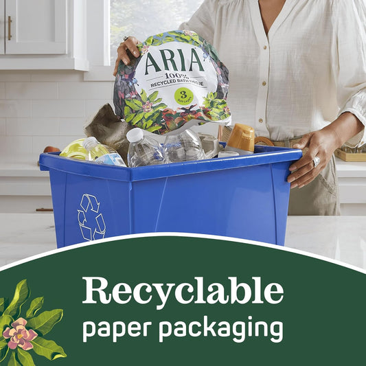 Aria 100% Recycled Toilet Paper, 1 Pack of 6 Rolls, 3 Soft Layers of Bath Tissue with Recyclable Paper Packaging