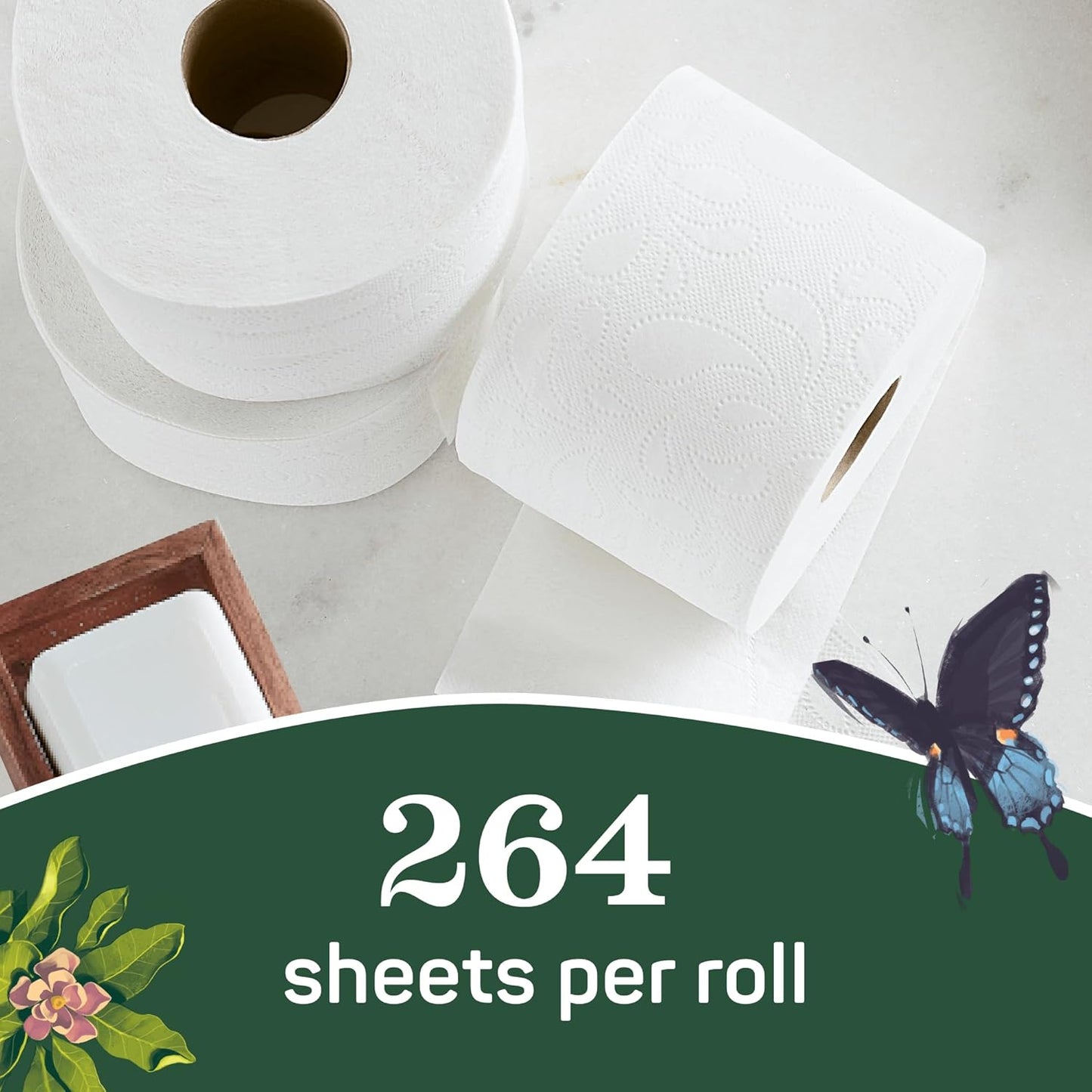 Aria 100% Recycled Toilet Paper, 1 Pack of 6 Rolls, 3 Soft Layers of Bath Tissue with Recyclable Paper Packaging