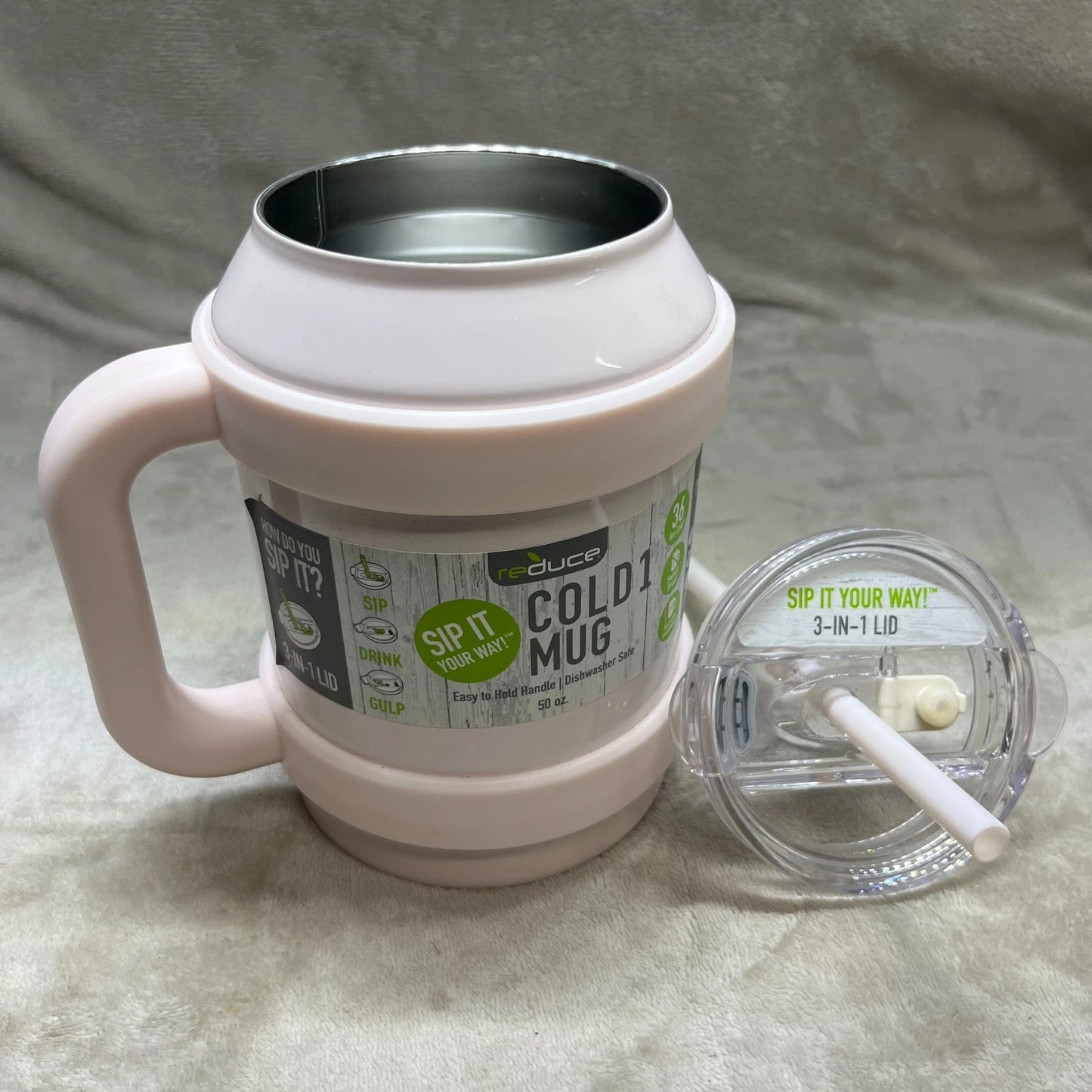 Reduce 50oz Cold1 Insulated Stainless Steel Straw Tumbler Mug Cotton Pink Color